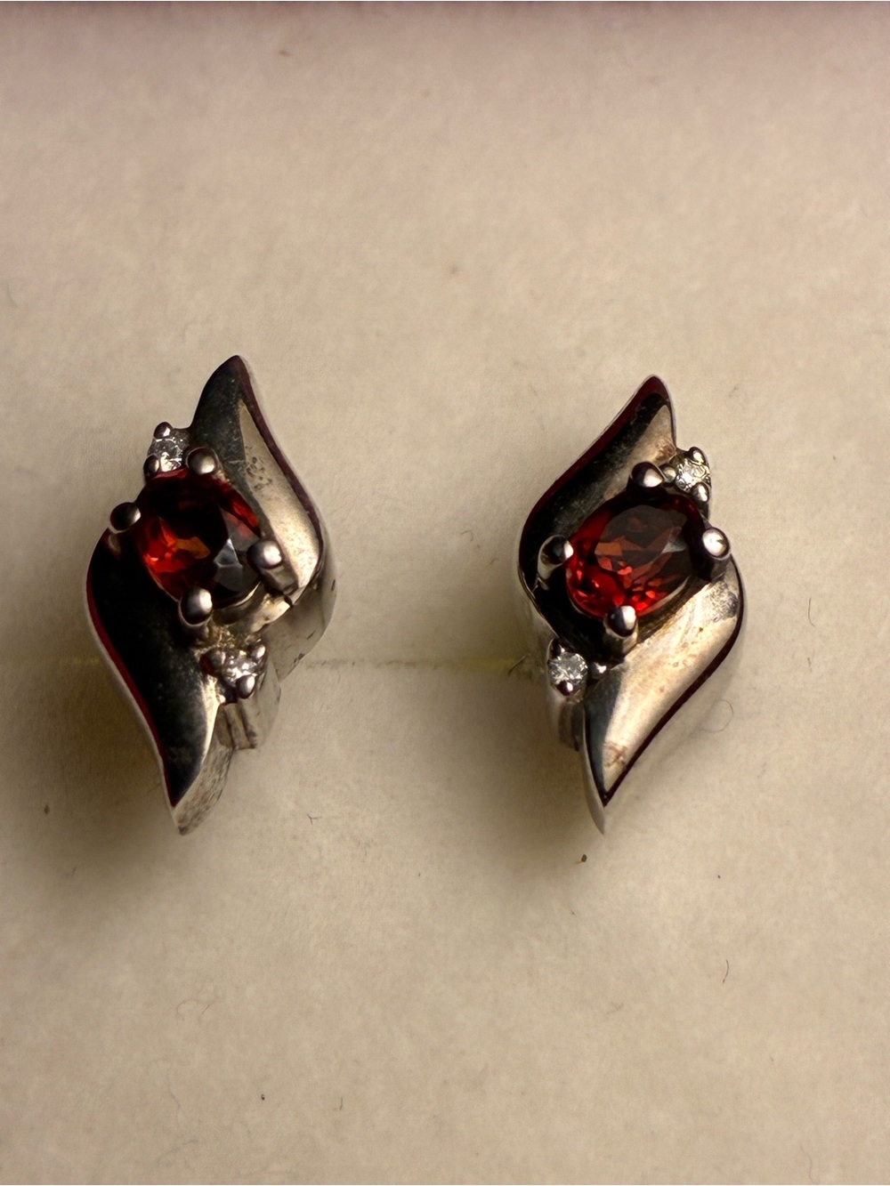 Angara 925 Sterling Silver Natural Garnet Earrings"